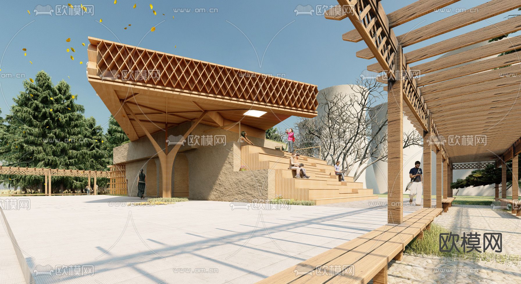 自然风图书馆 建筑外观su模型