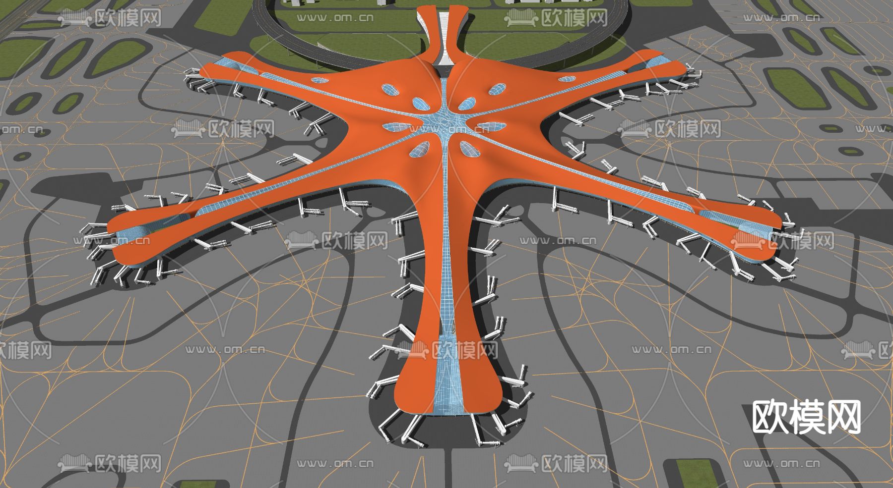 北京大兴机场鸟瞰su模型下载（渲染图5）