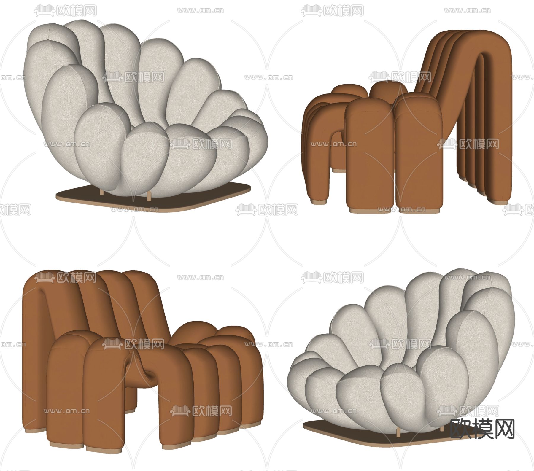现代休闲沙发su模型