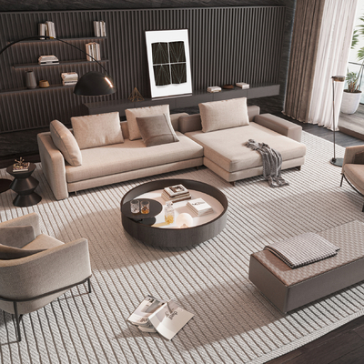  Minotti 米洛提 沙发茶几组合su模型 