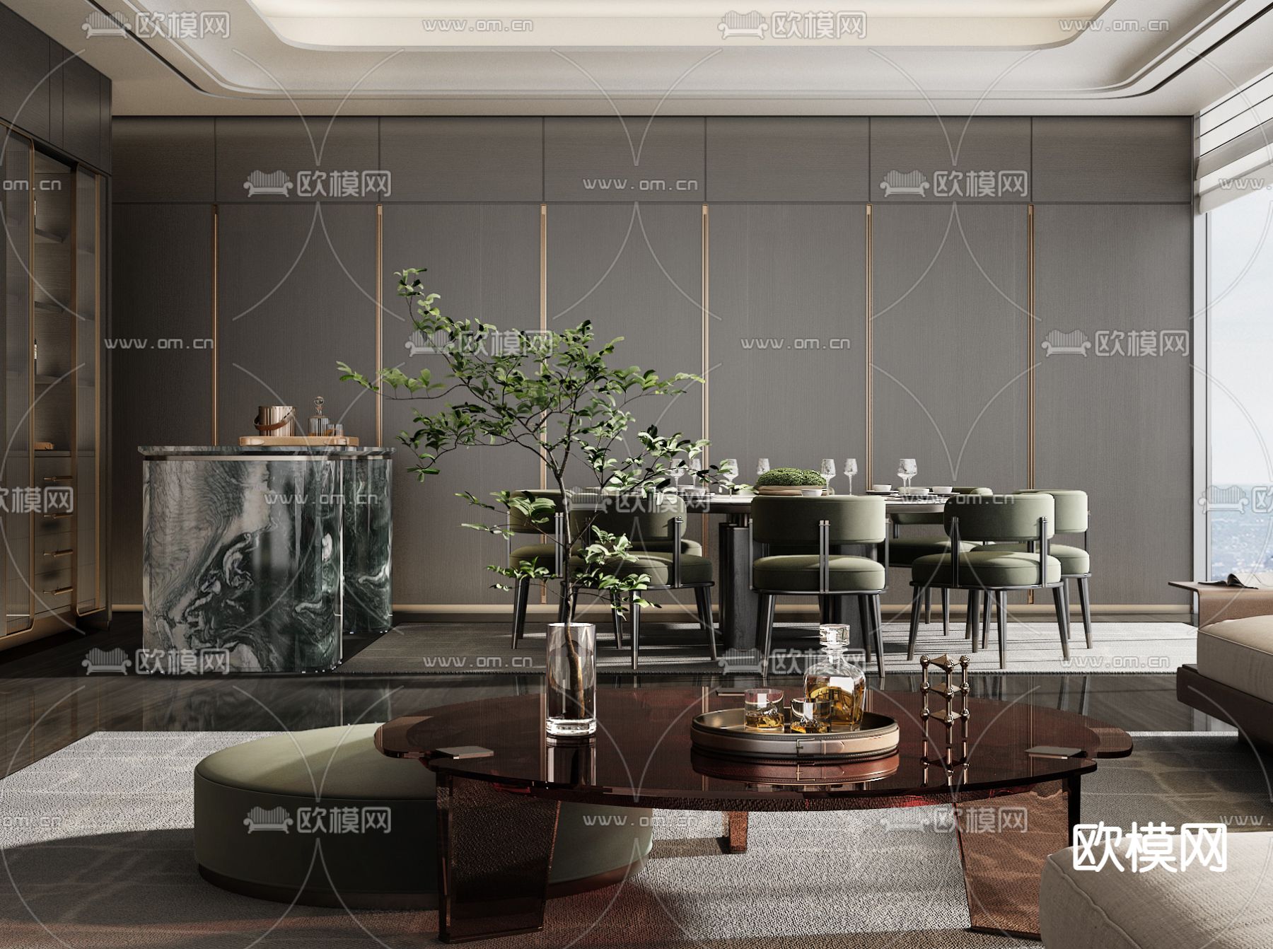 Minotti 米洛提 客厅su模型下载（渲染图4）