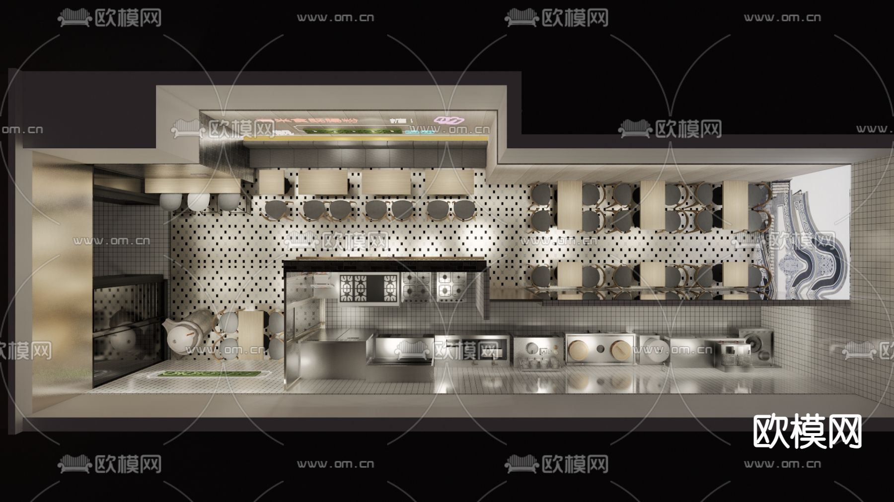 港式肠粉店su模型下载（渲染图6）