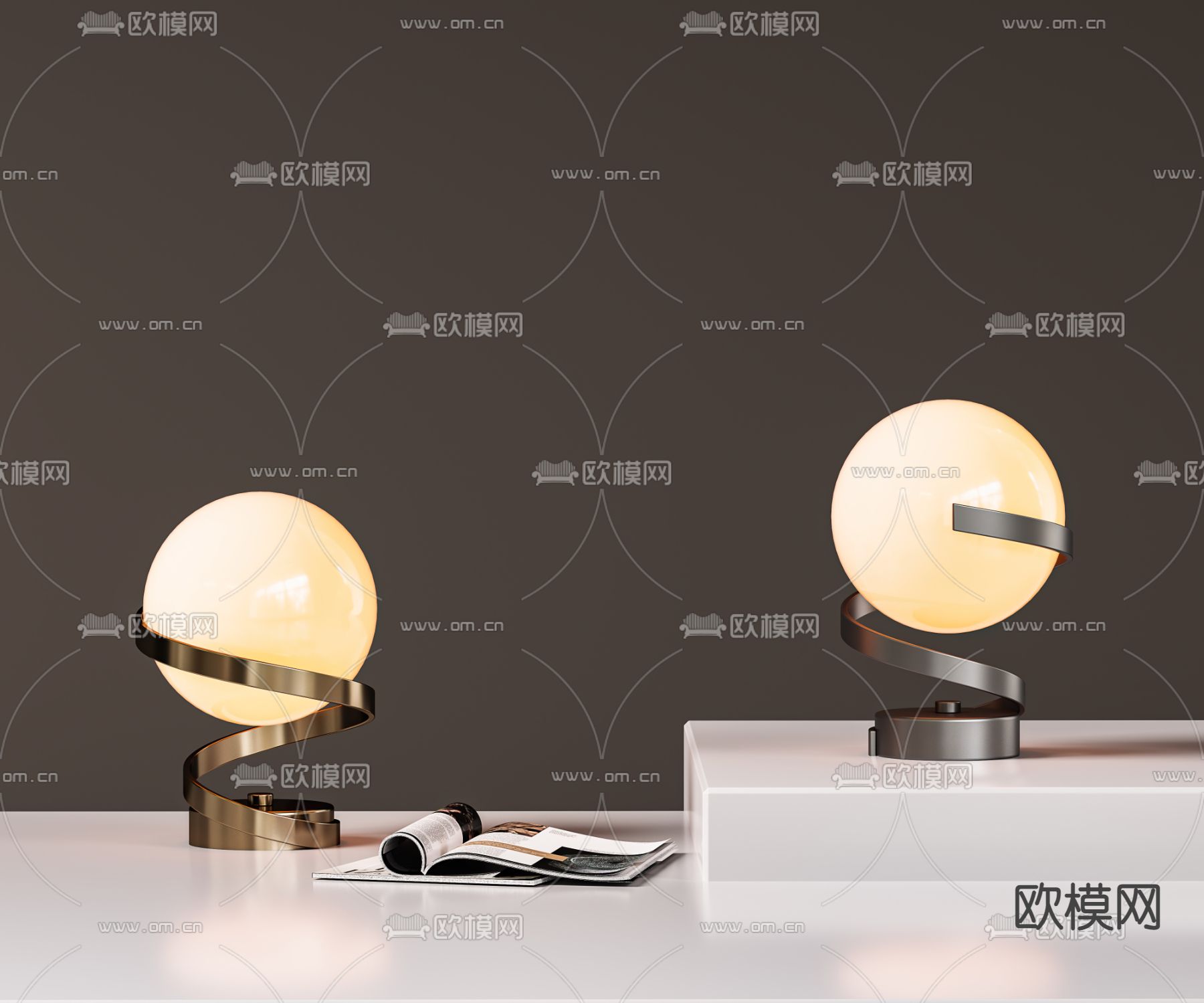 现代台灯su模型下载（渲染图1）