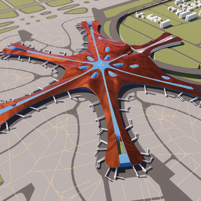  北京大兴机场鸟瞰su模型 