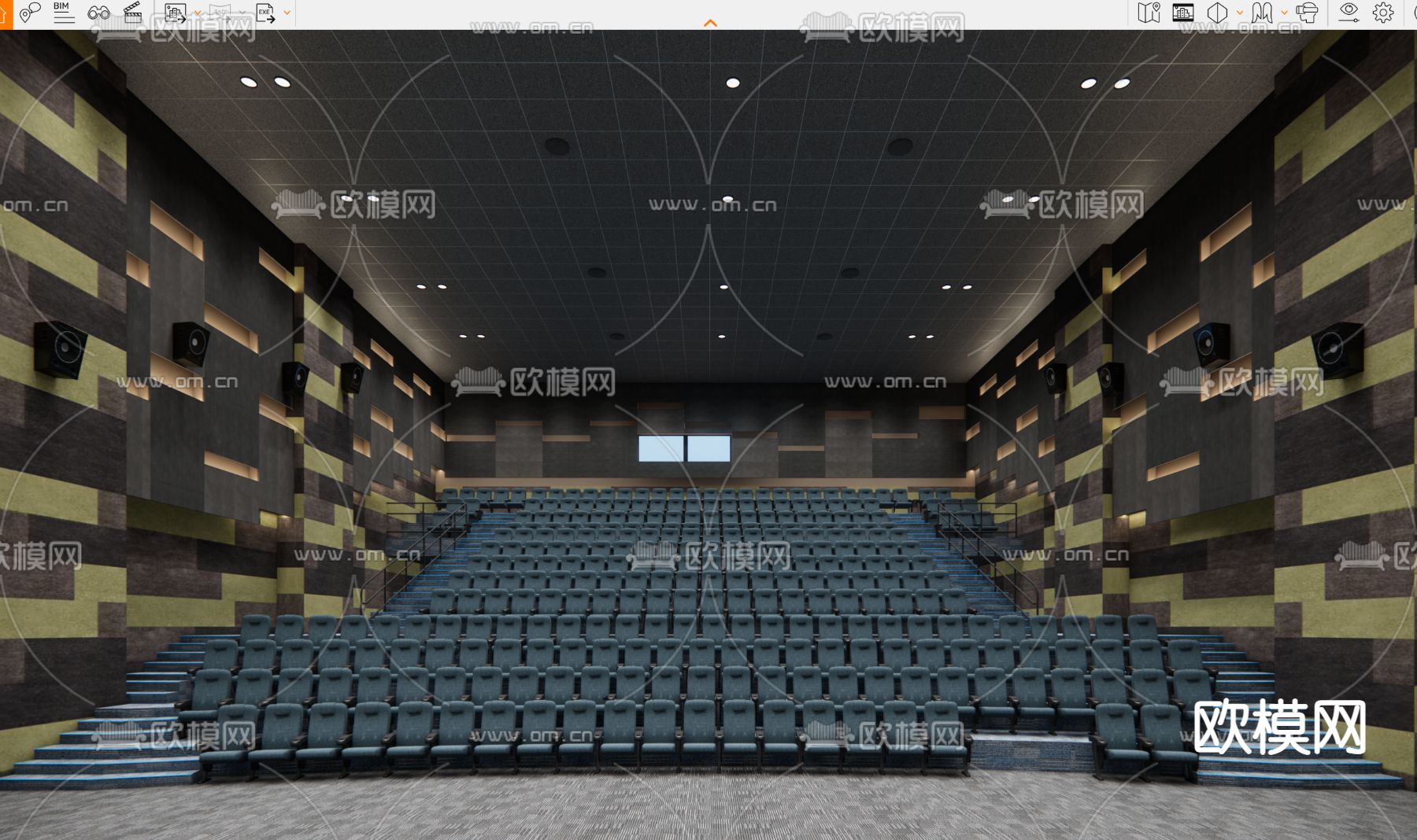 现代电影院 放影厅su模型下载（渲染图2）