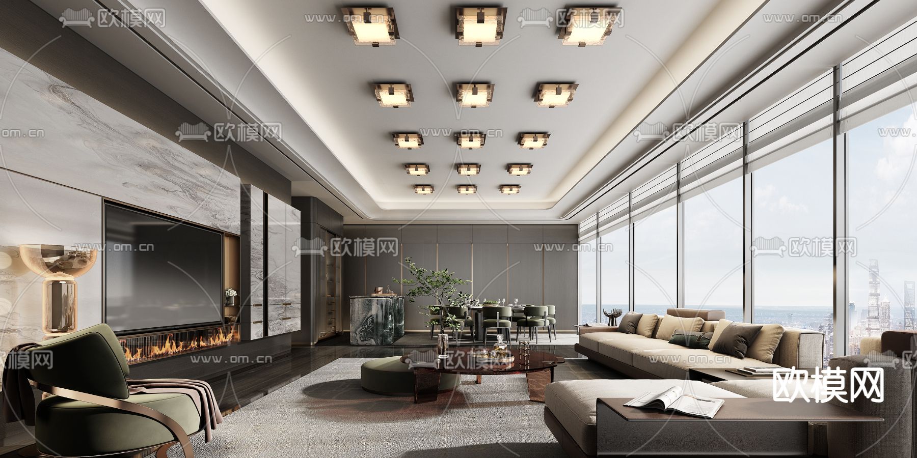 Minotti 米洛提 客厅su模型下载（渲染图1）