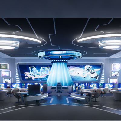  现代科技体验展厅su模型 