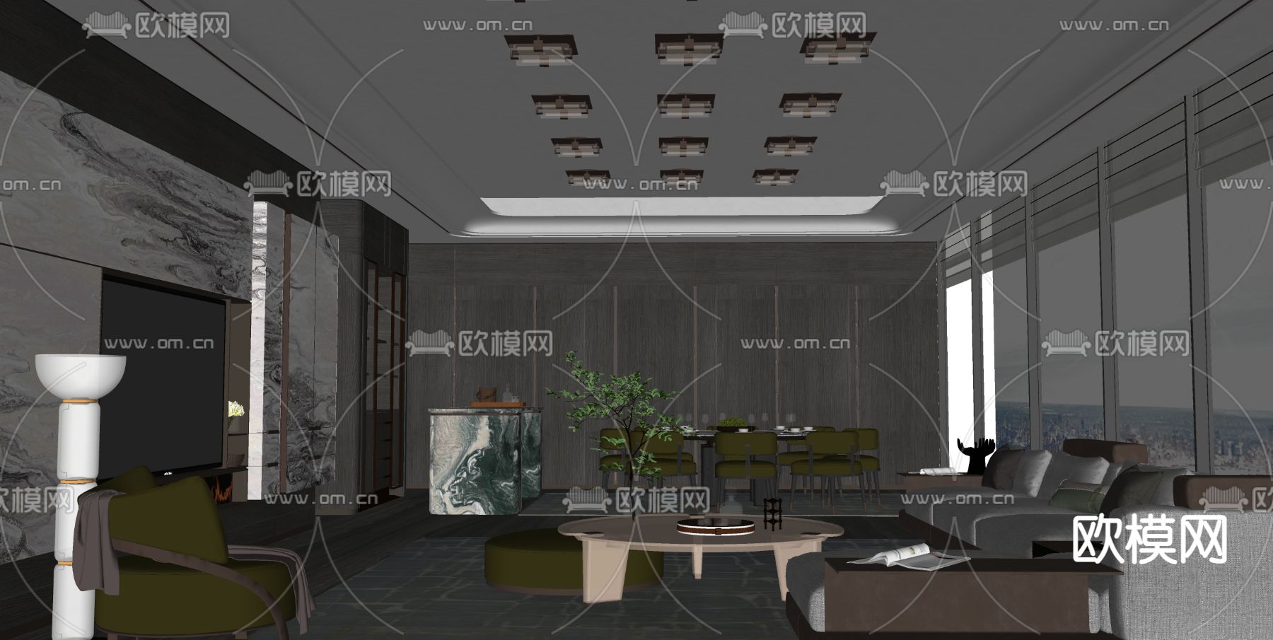 Minotti 米洛提 客厅su模型下载（渲染图2）