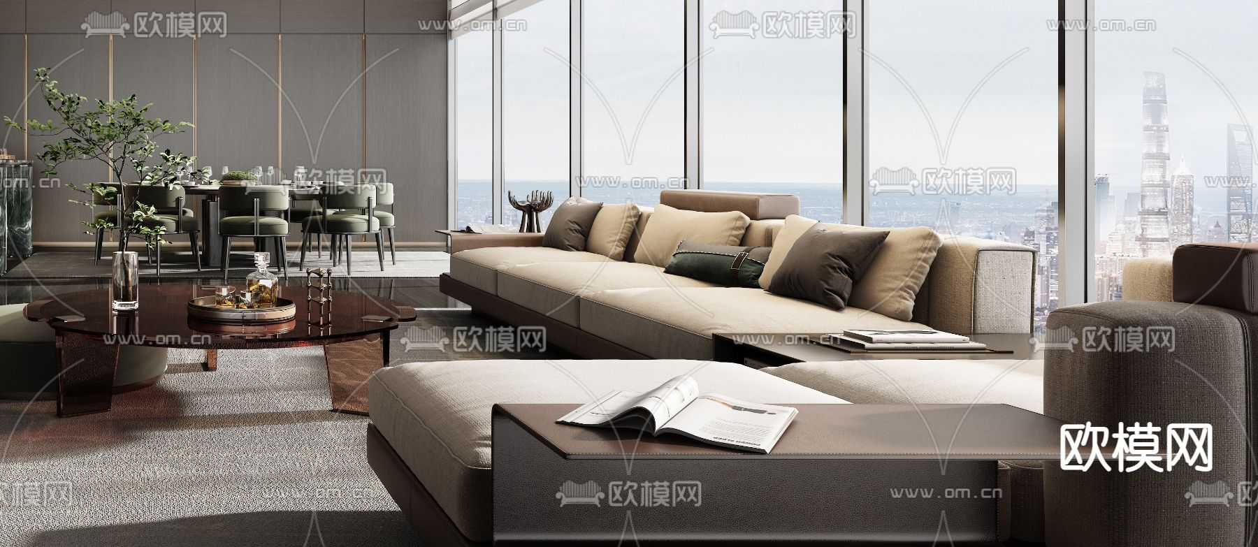 Minotti 米洛提 客厅su模型下载（渲染图3）