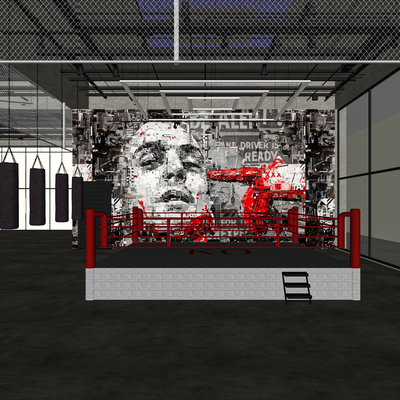  工业风拳击馆su模型 