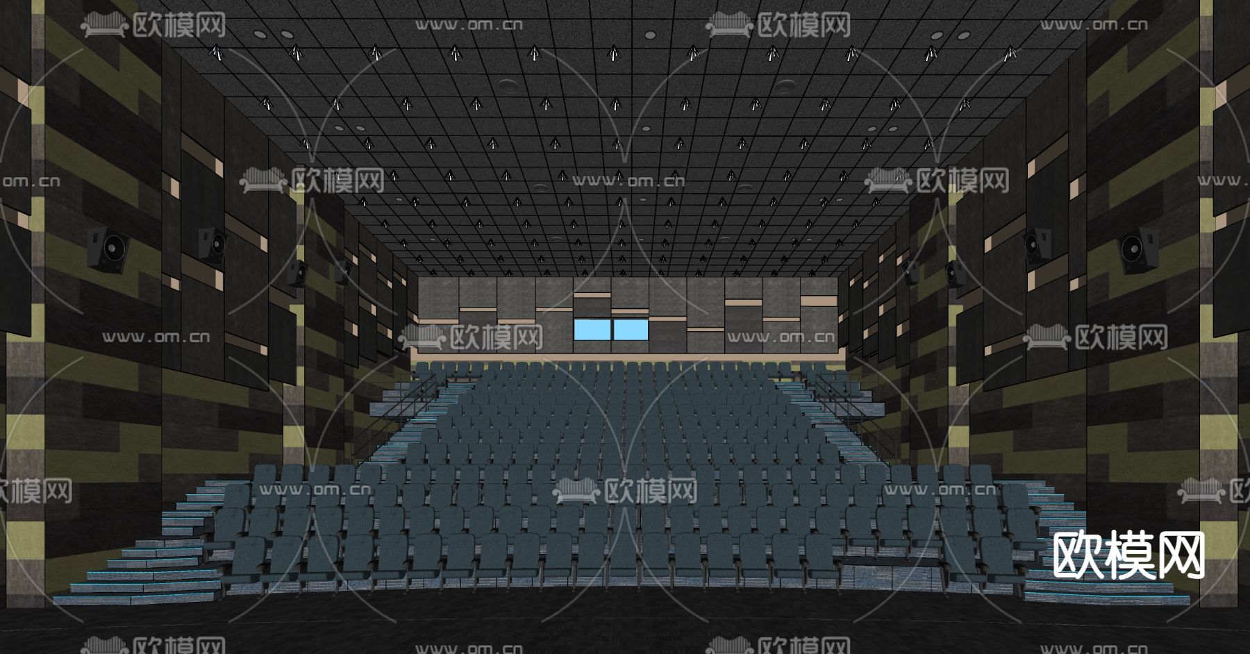 现代电影院 放影厅su模型下载（渲染图3）