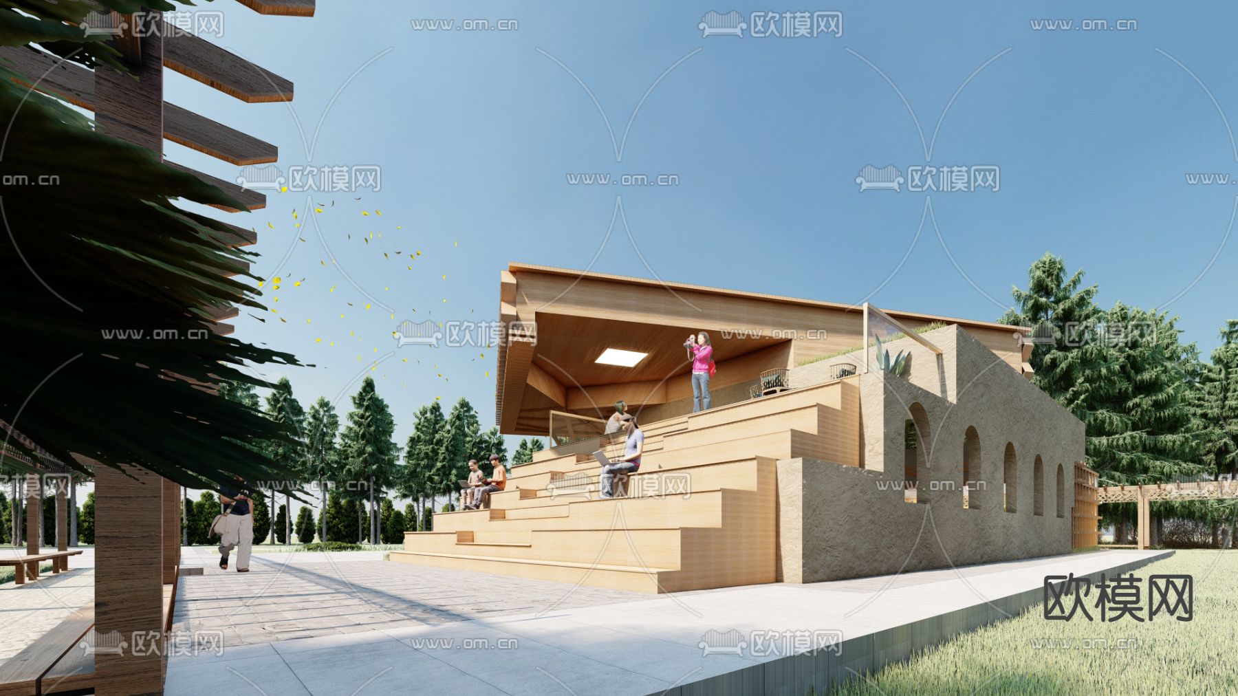 自然风图书馆 建筑外观su模型