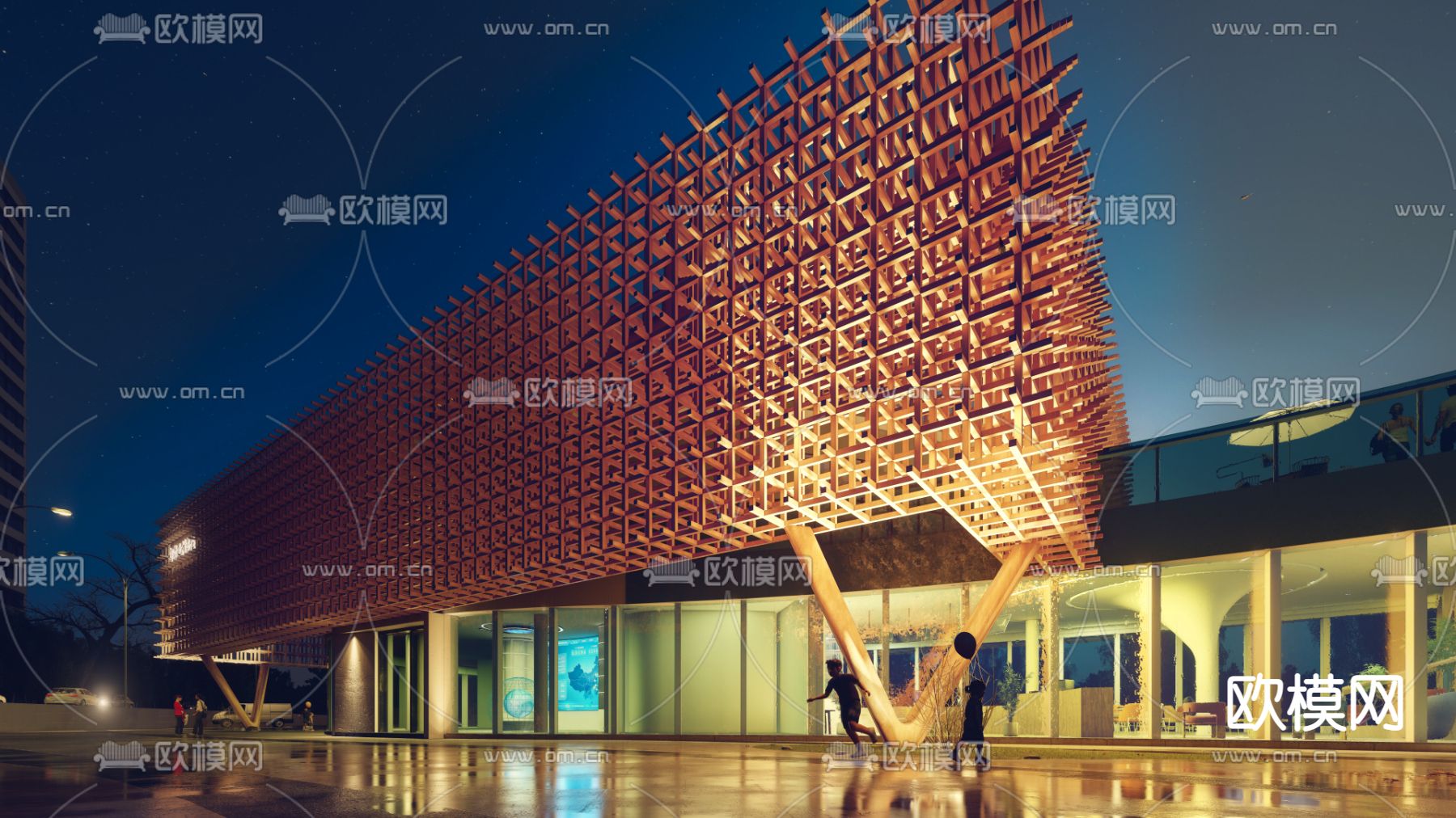 图书馆外观su模型下载（渲染图5）