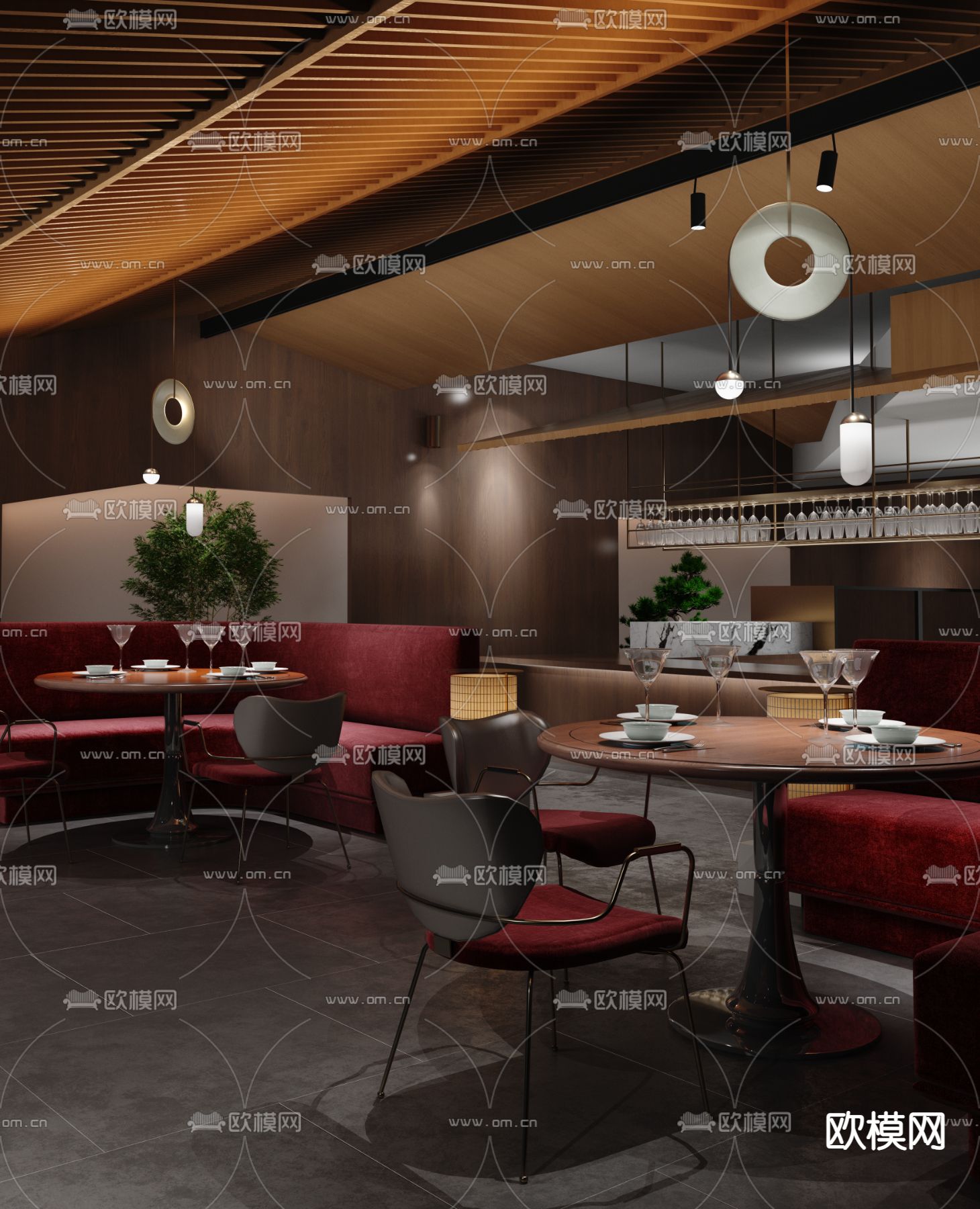 蜂鸟设计 柴门荟餐厅SU模型下载