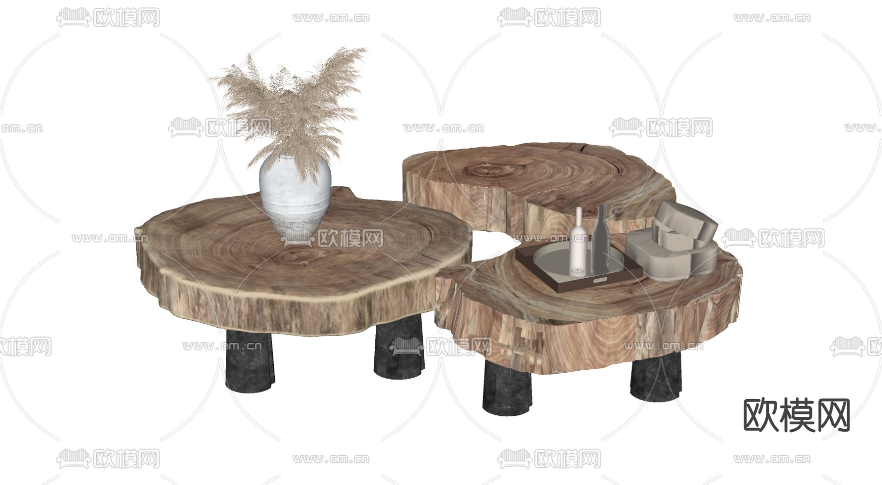 自然风风茶几su模型下载（渲染图2）