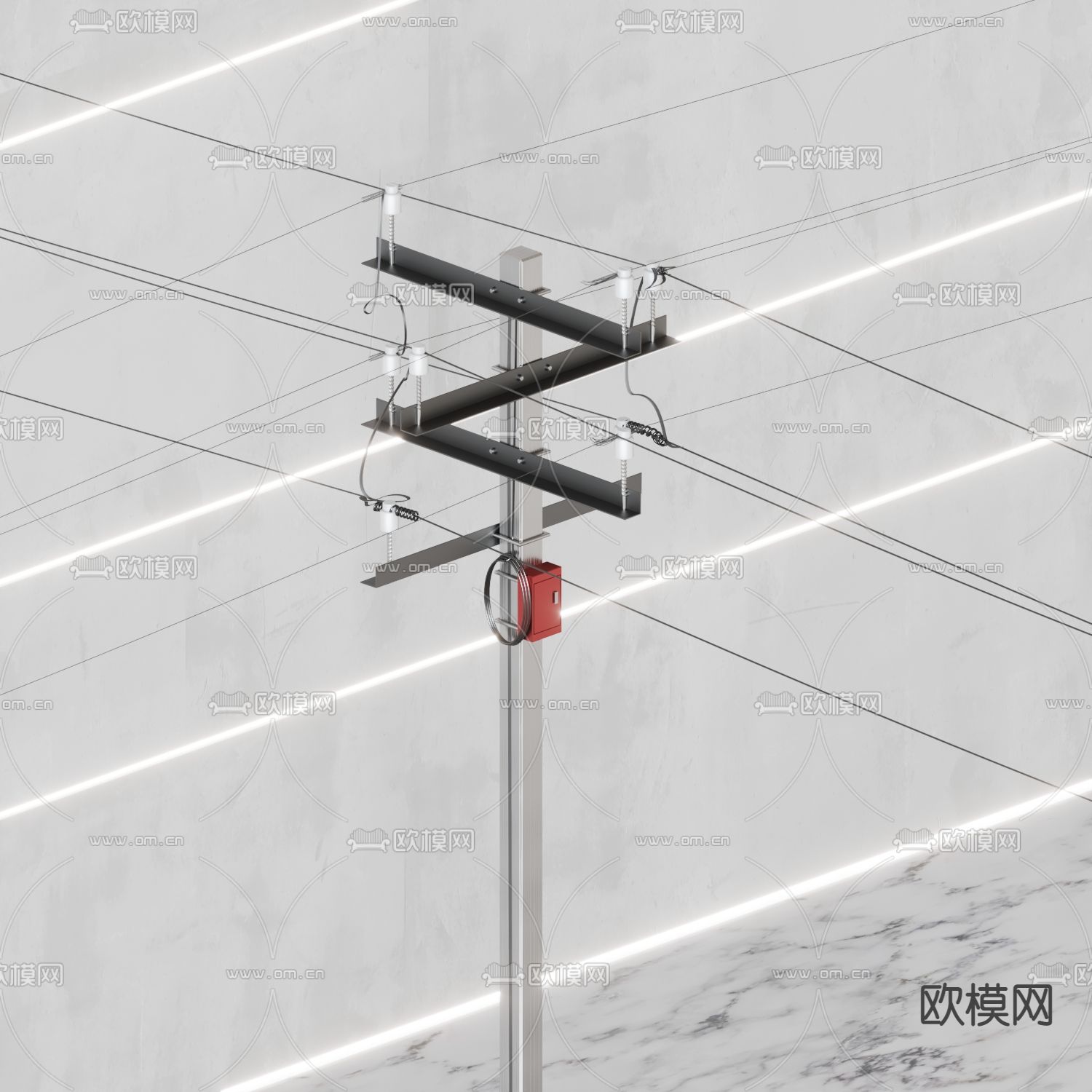 现代电线杆su模型