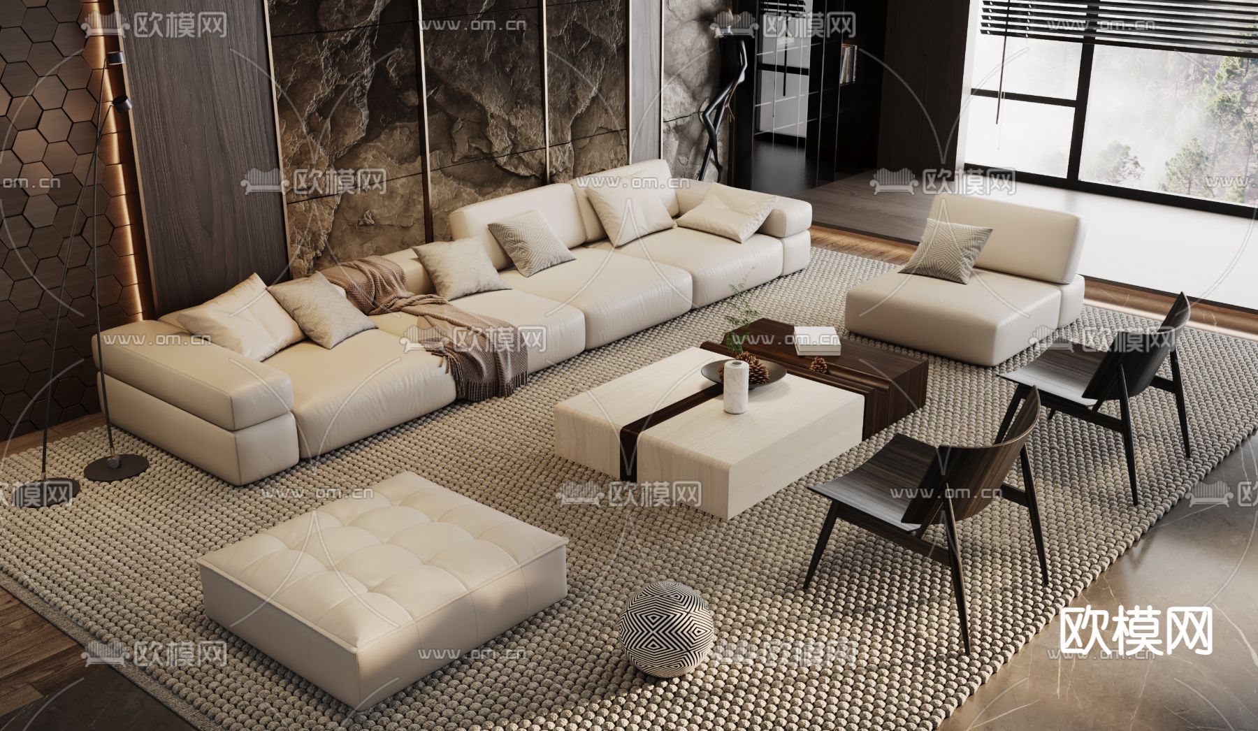 Minotti 米洛提 组合沙发su模型下载_ID12287057_sketchup模型下载-欧模网