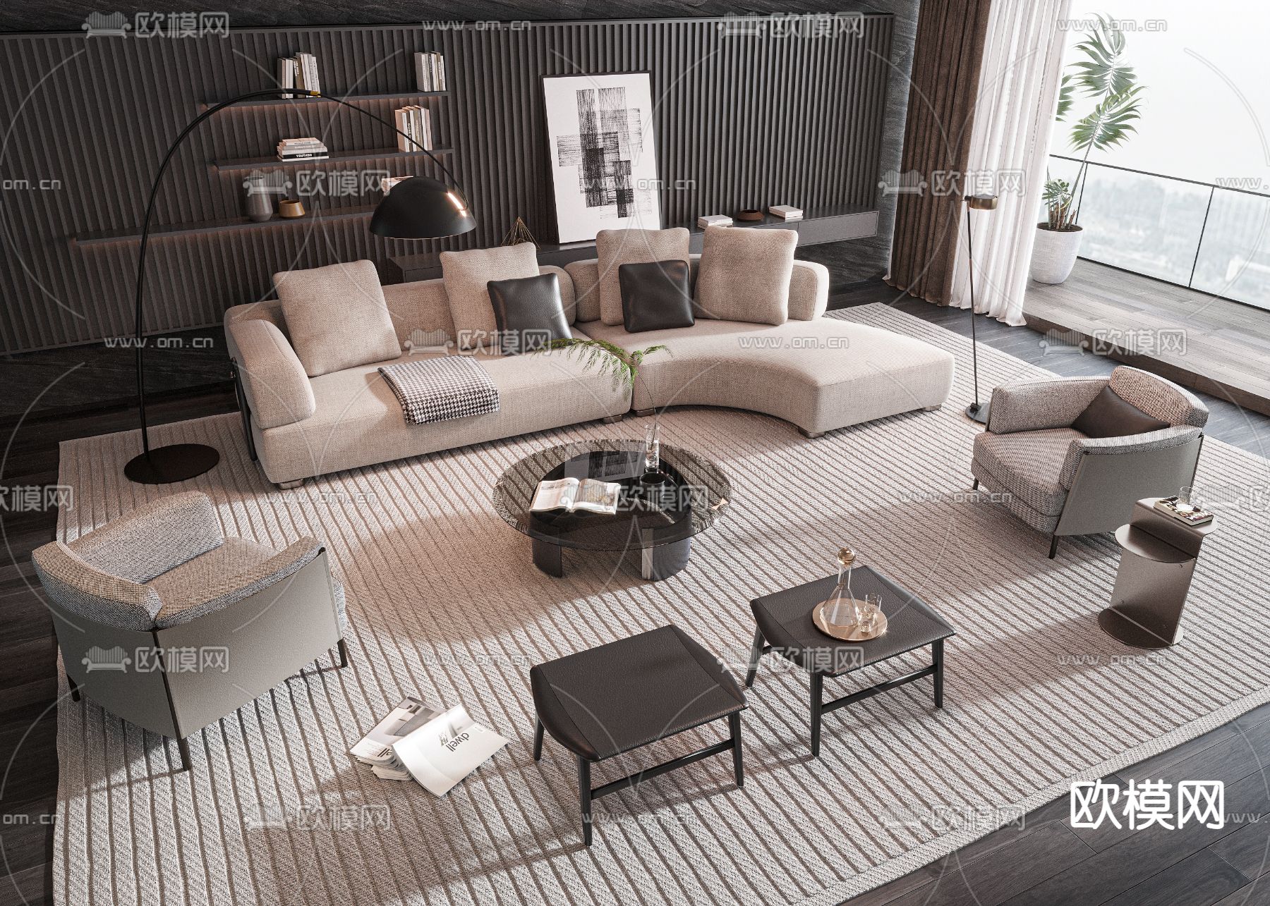 Minotti 米洛提 沙发茶几组合su模型下载_ID12286204_sketchup模型下载-欧模网