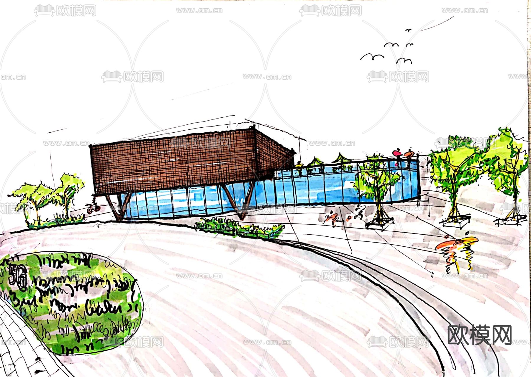 图书馆外观su模型下载（渲染图7）
