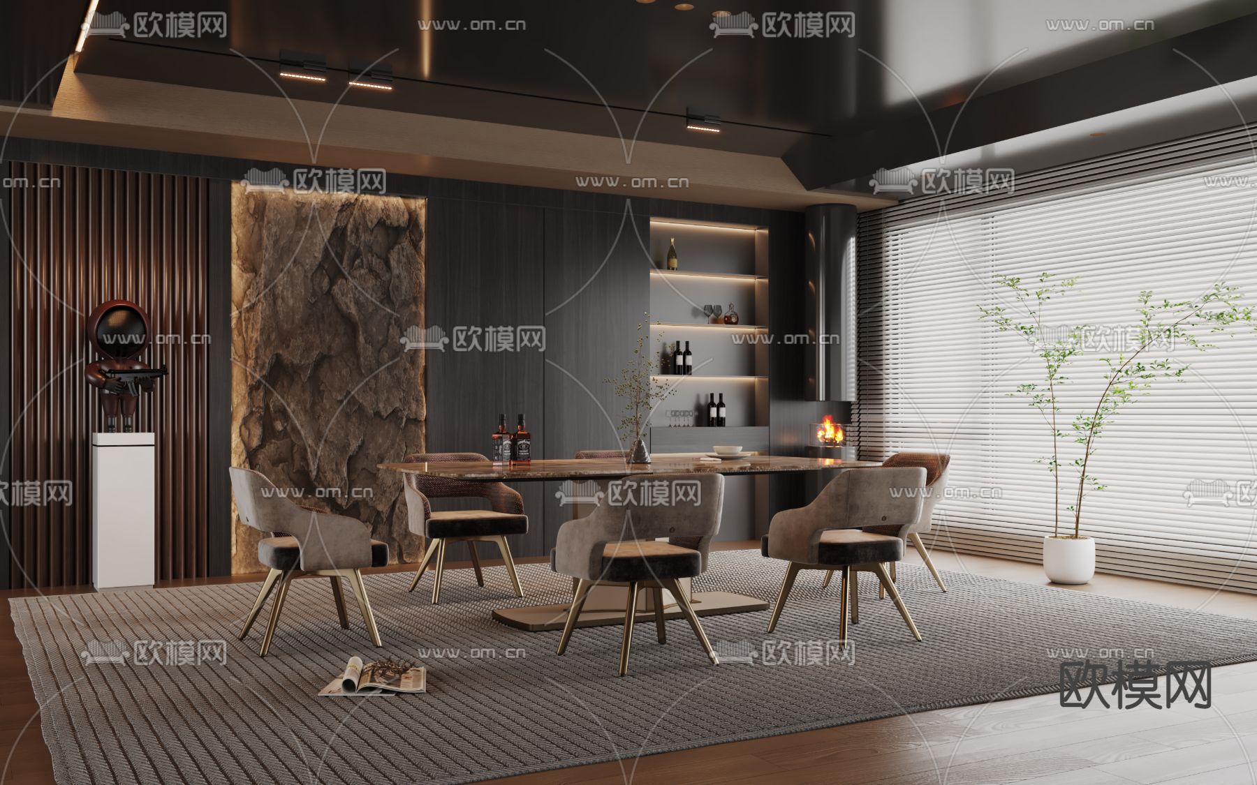 暗黑风餐厅3d模型下载