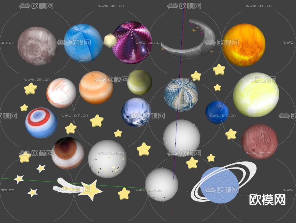 现代星球灯 月球灯 草坪灯su模型
