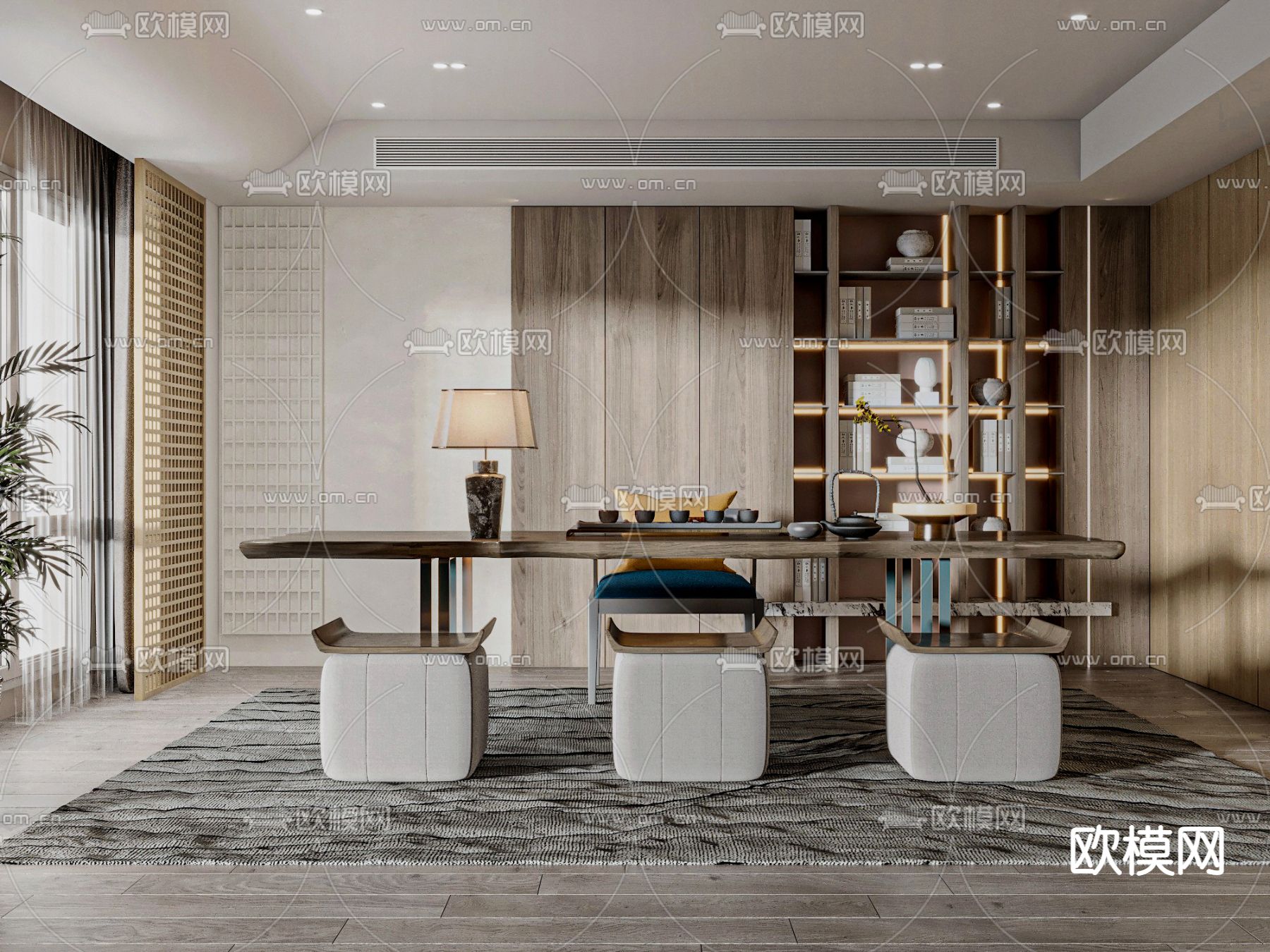 新中式茶室3d模型下载