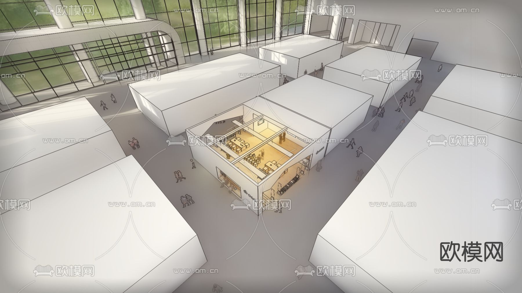 展会展厅 陈展展厅su模型下载（渲染图6）