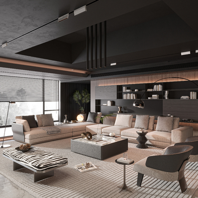  Minotti 米洛提 沙发茶几组合su模型 