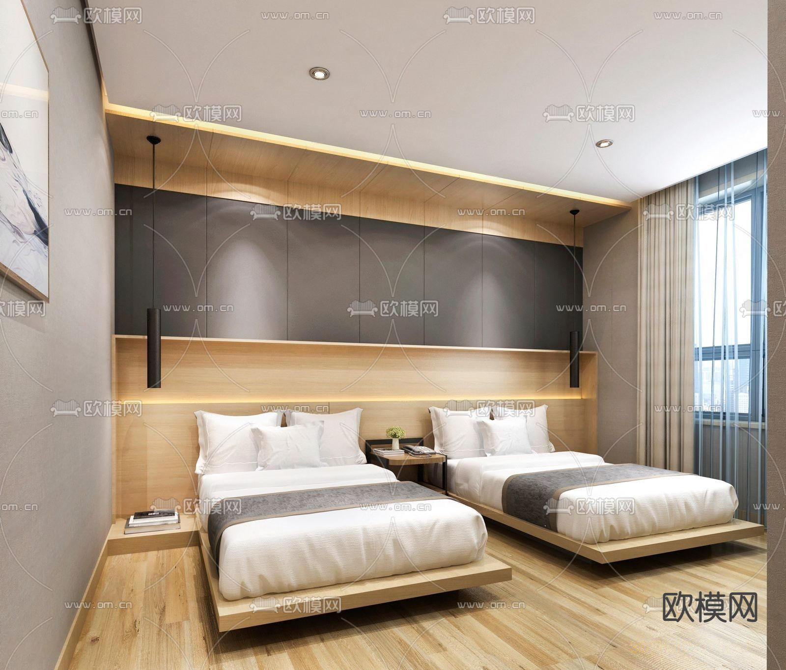 现代酒店客房免费3d模型下载_ID12283942_3dmax免费模型-欧模网