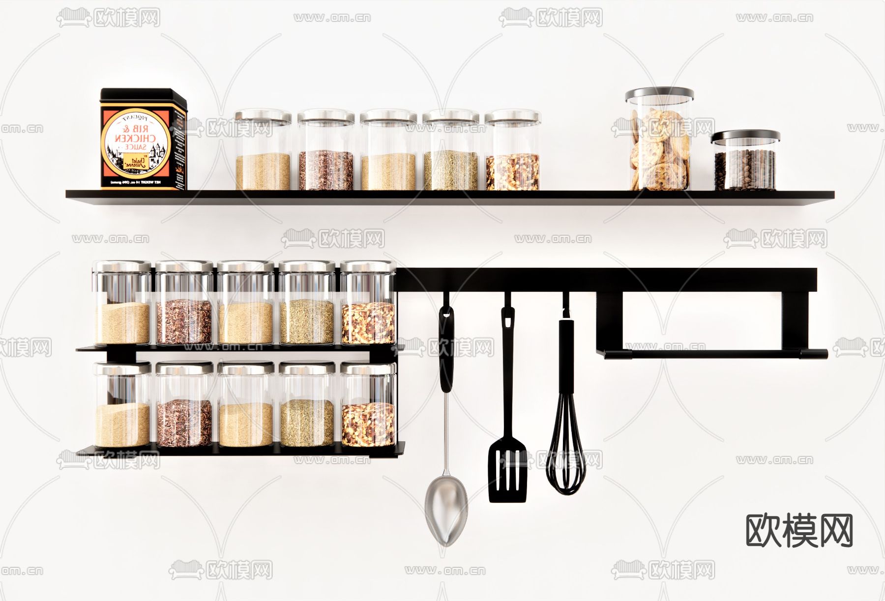 厨具 锅铲 勺子 调味罐su模型下载（渲染图1）