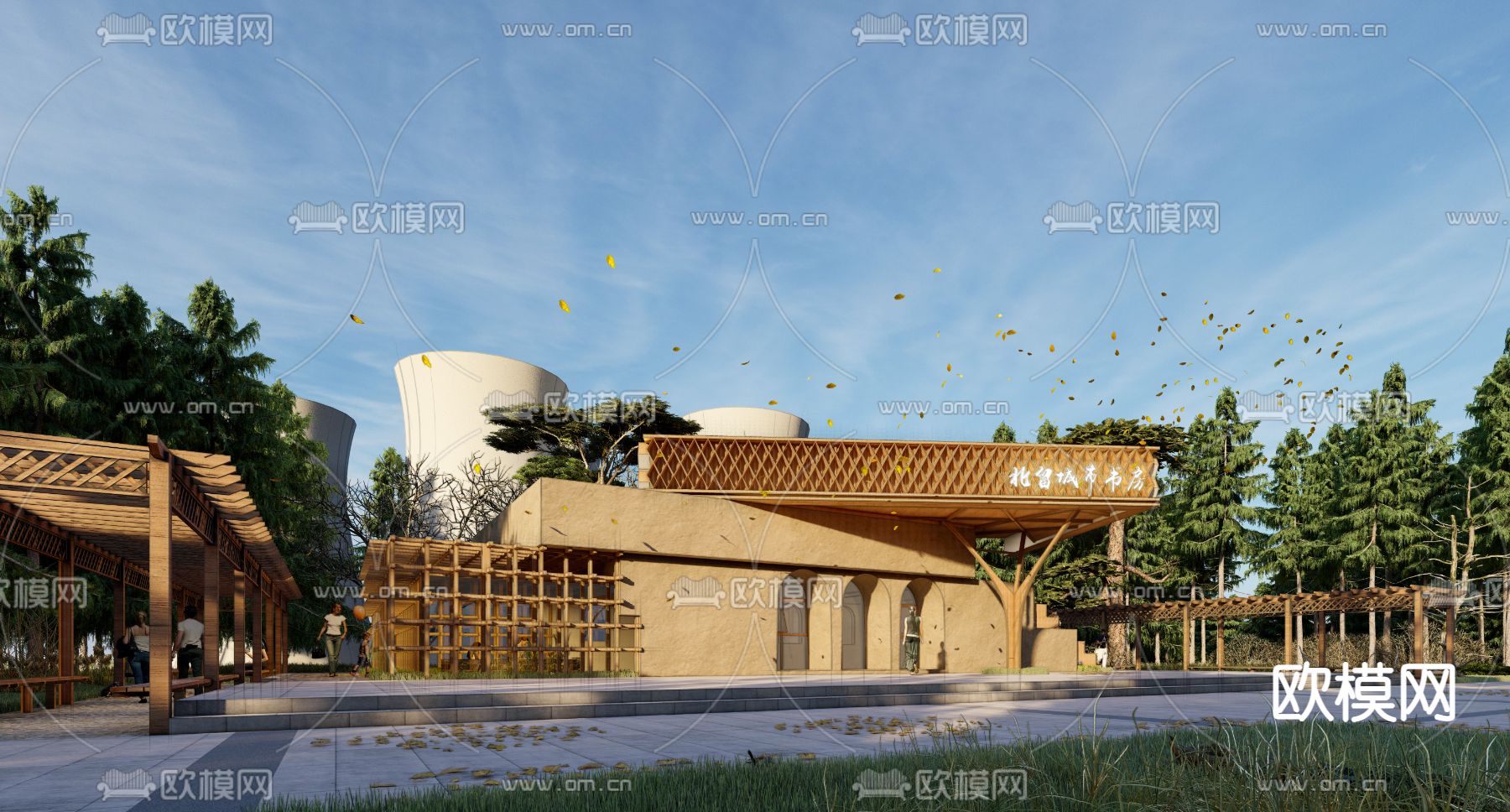 自然风图书馆 建筑外观su模型