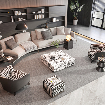  Minotti 米洛提 沙发茶几组合su模型 
