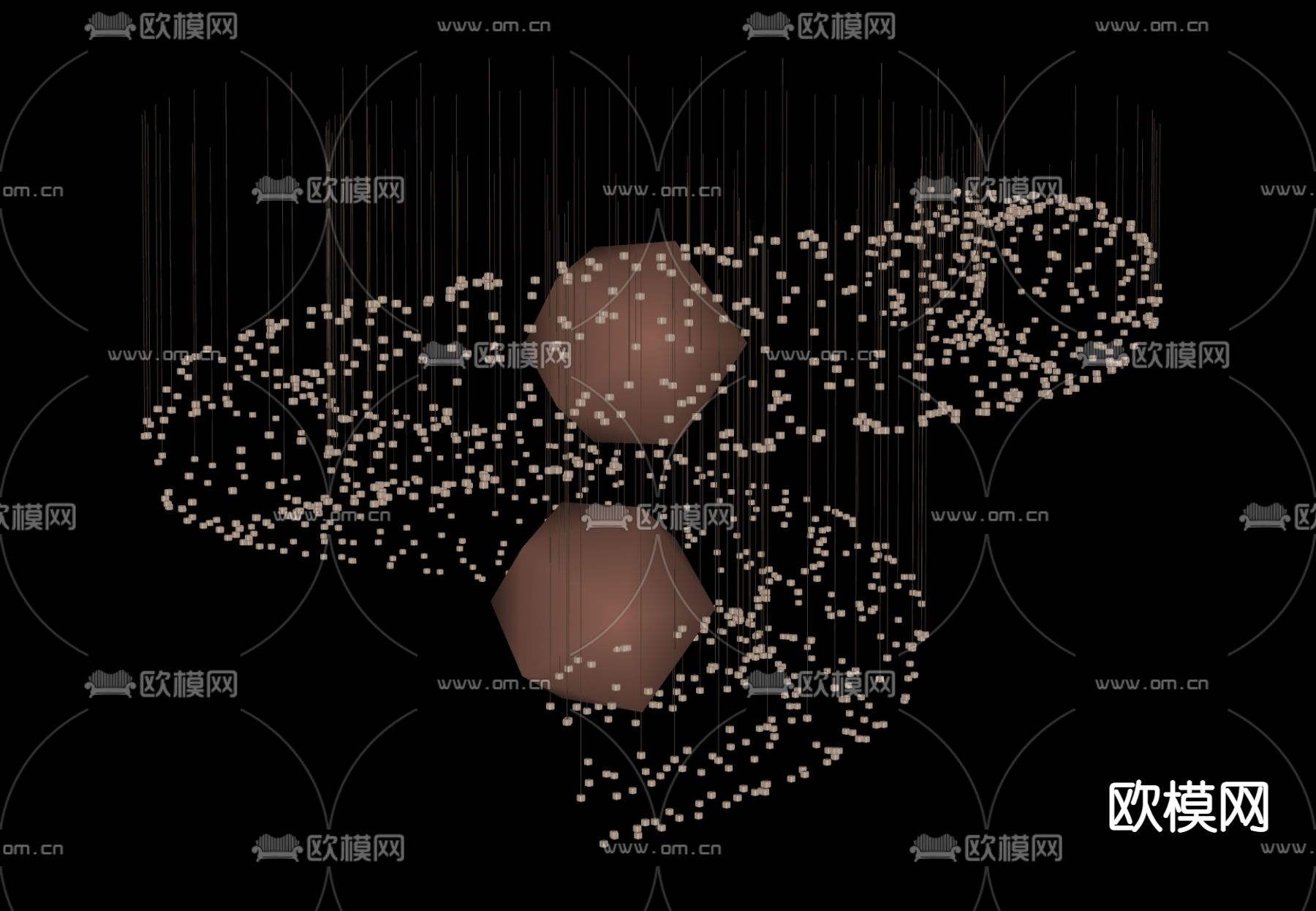 北欧满天星吊灯 水晶吊灯su模型下载（渲染图2）