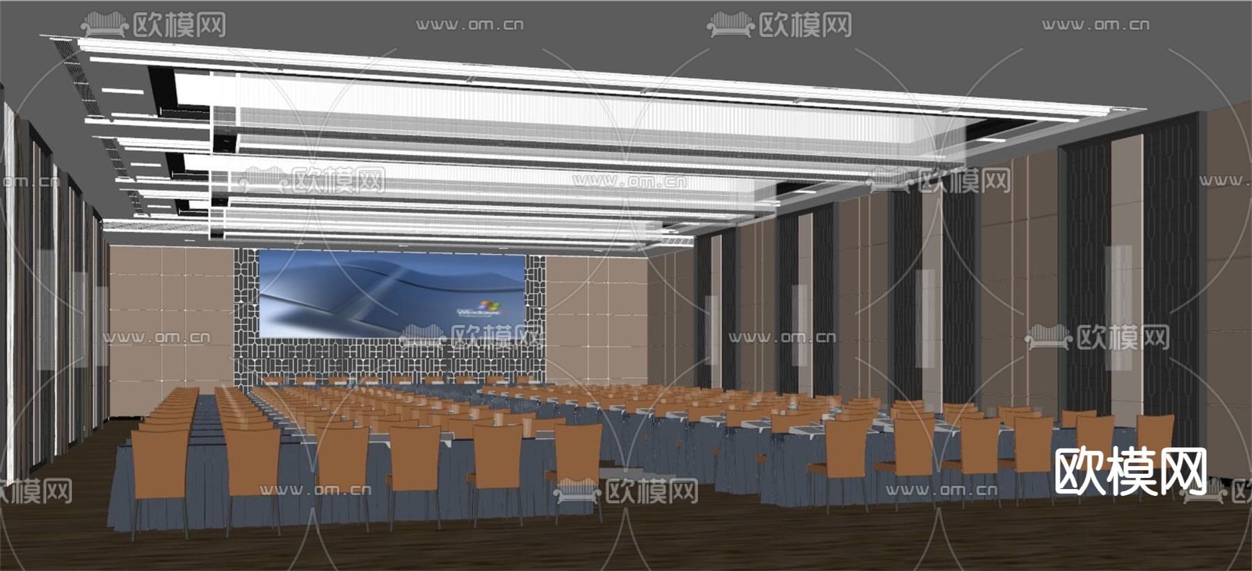 轻奢酒店报告厅 会议室su模型下载（渲染图2）