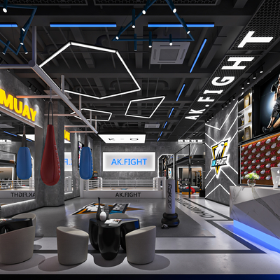  工业风拳击馆su模型 