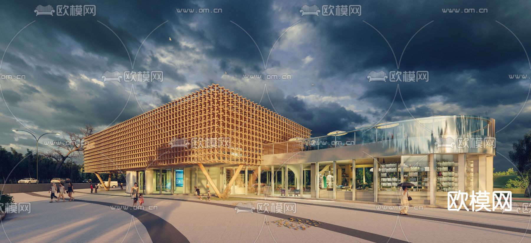 图书馆外观su模型下载（渲染图2）