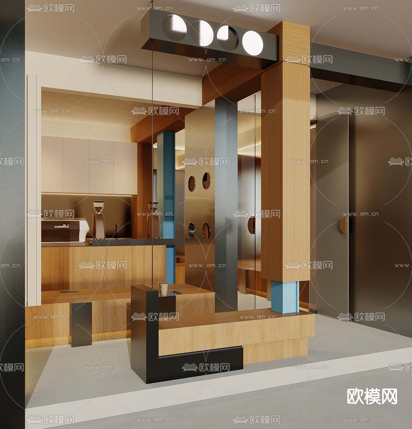 奶油风咖啡店 奶茶店3d模型下载（渲染图2）