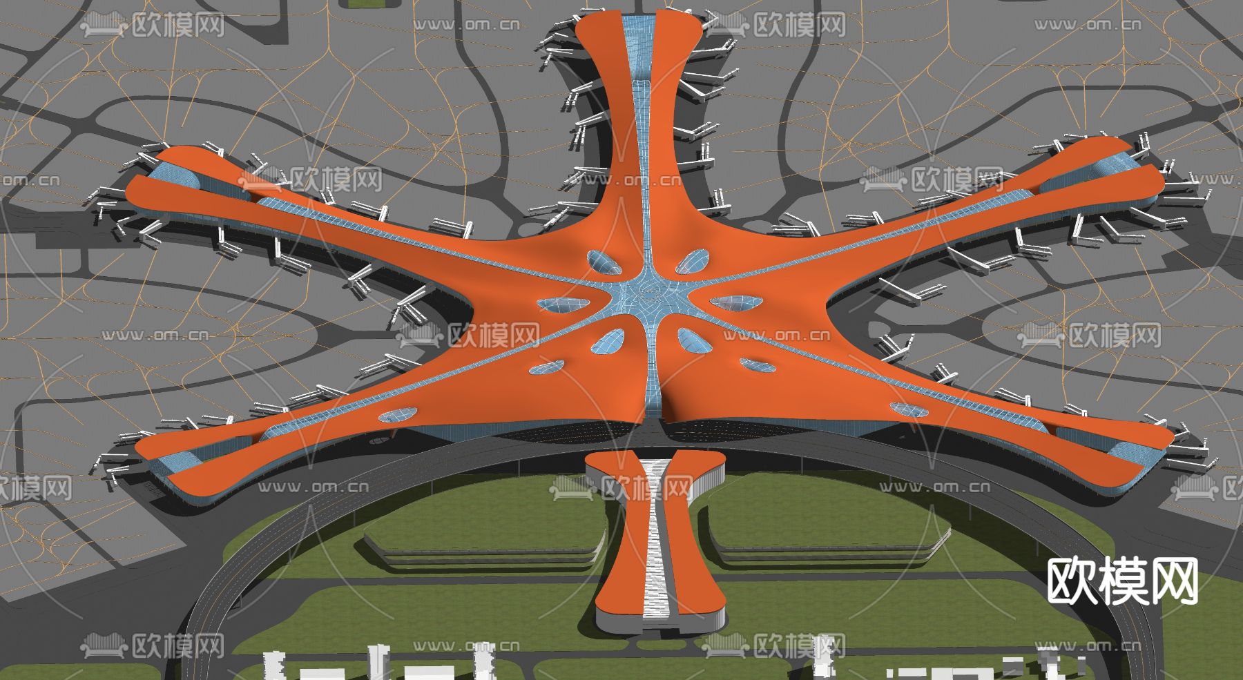 北京大兴机场鸟瞰su模型下载（渲染图3）