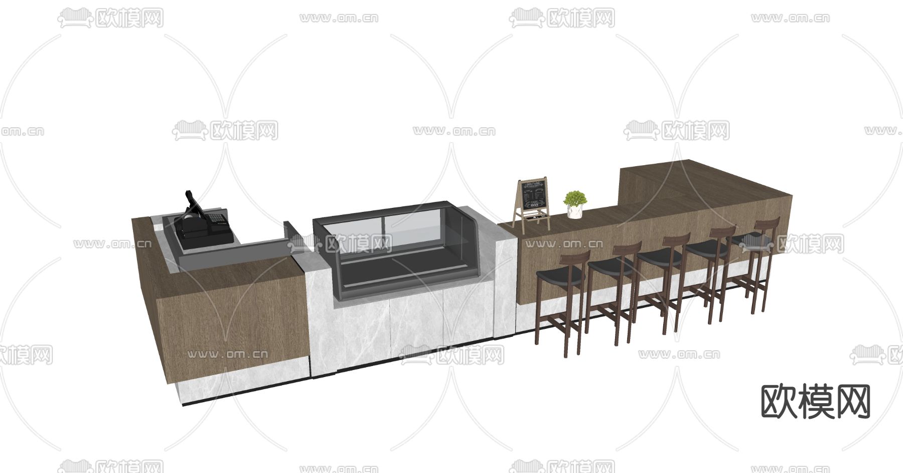 水吧台 收银台su模型下载（渲染图2）
