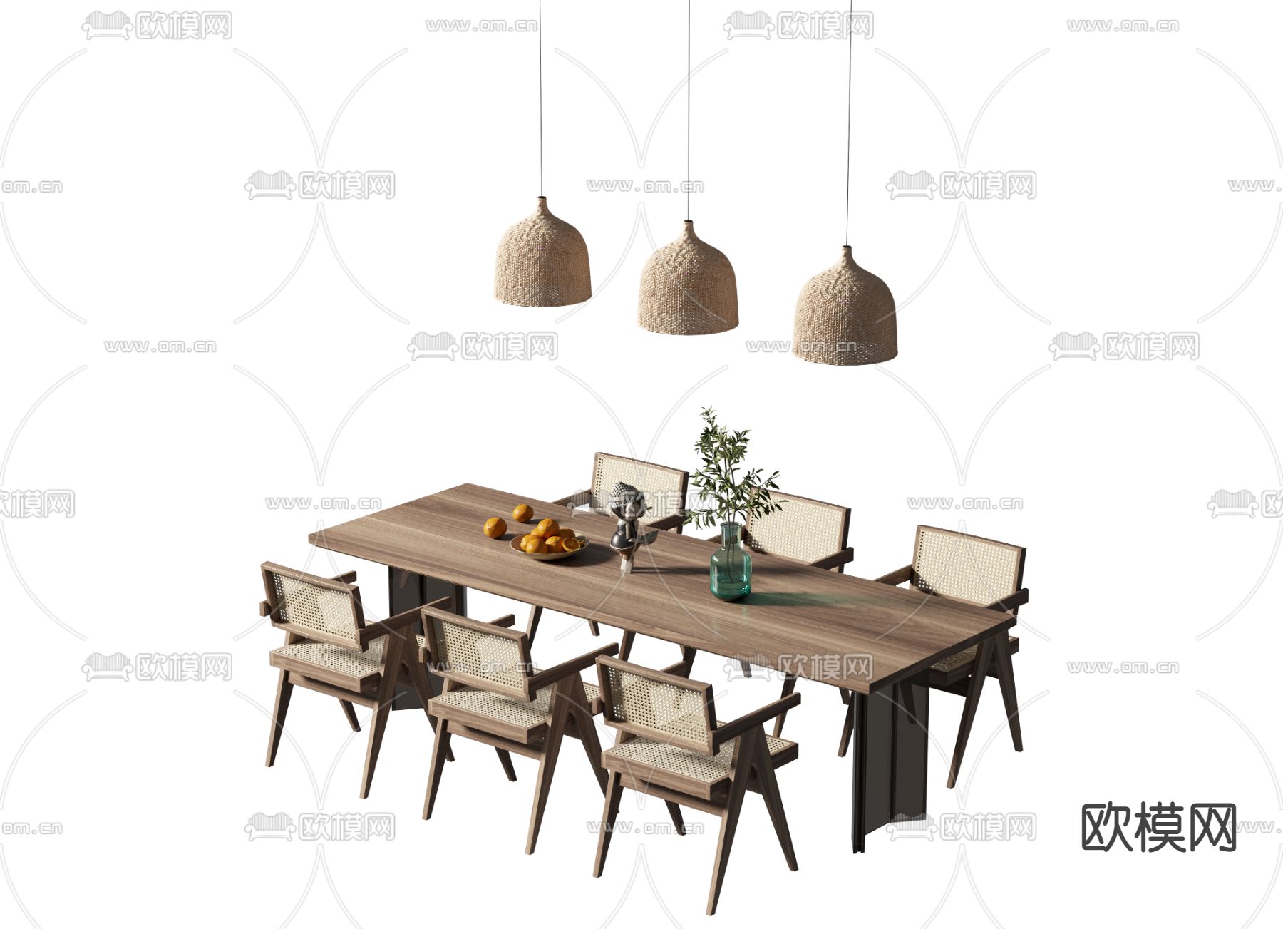 侘寂餐桌椅3d模型下载