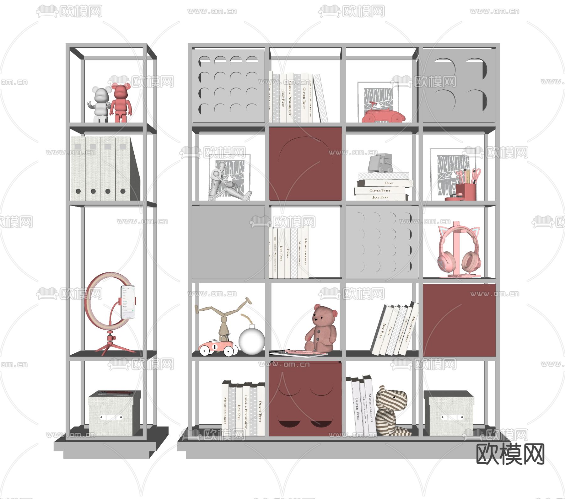 极简书架 置物架su模型下载（渲染图2）