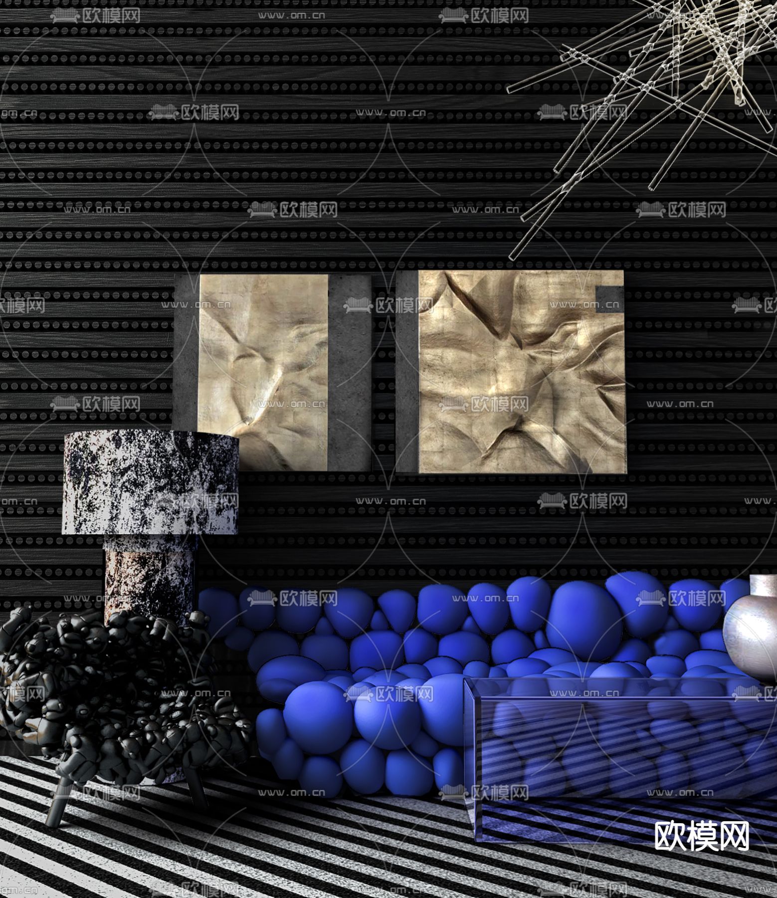 PONE普利策设计 现代异形沙发组合su模型