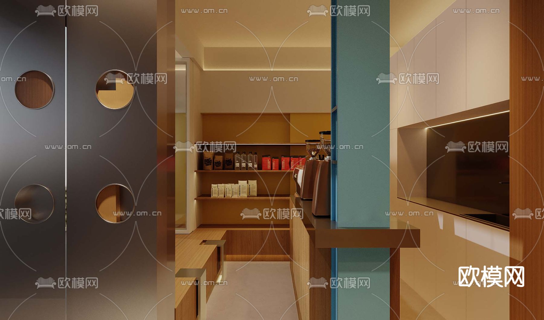 奶油风咖啡店 奶茶店3d模型下载（渲染图3）