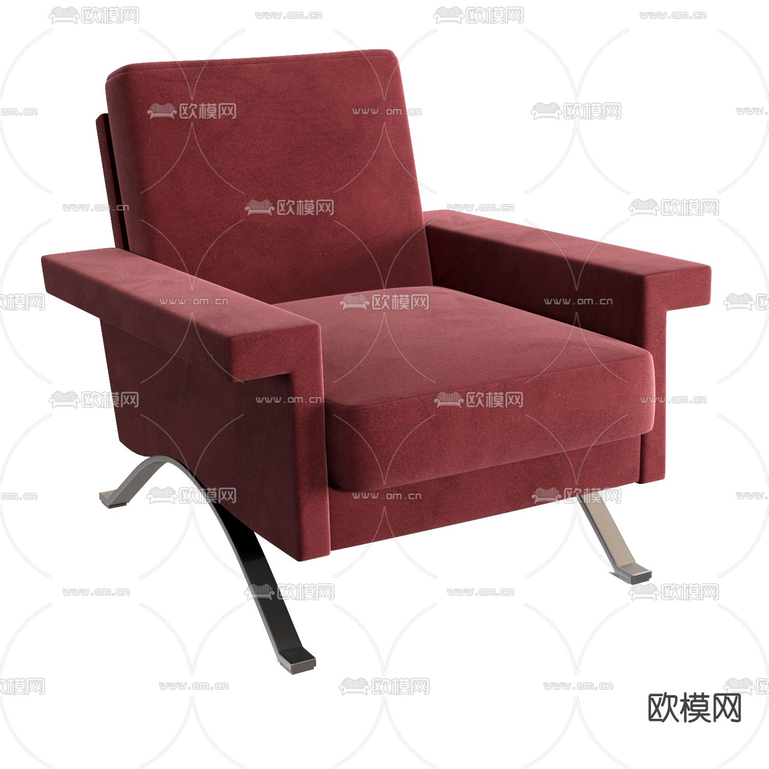Cassina 红色单人沙发3d模型下载（渲染图2）