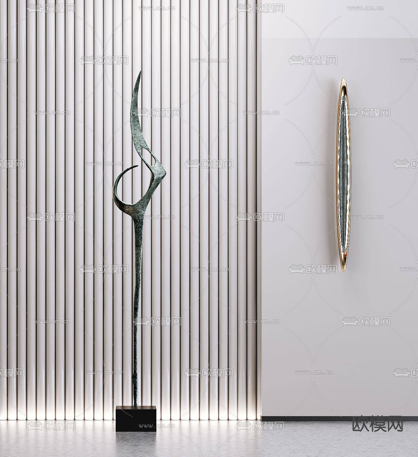 抽象雕塑 金属摆件3d模型下载