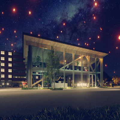  书屋 图书馆外观su模型 