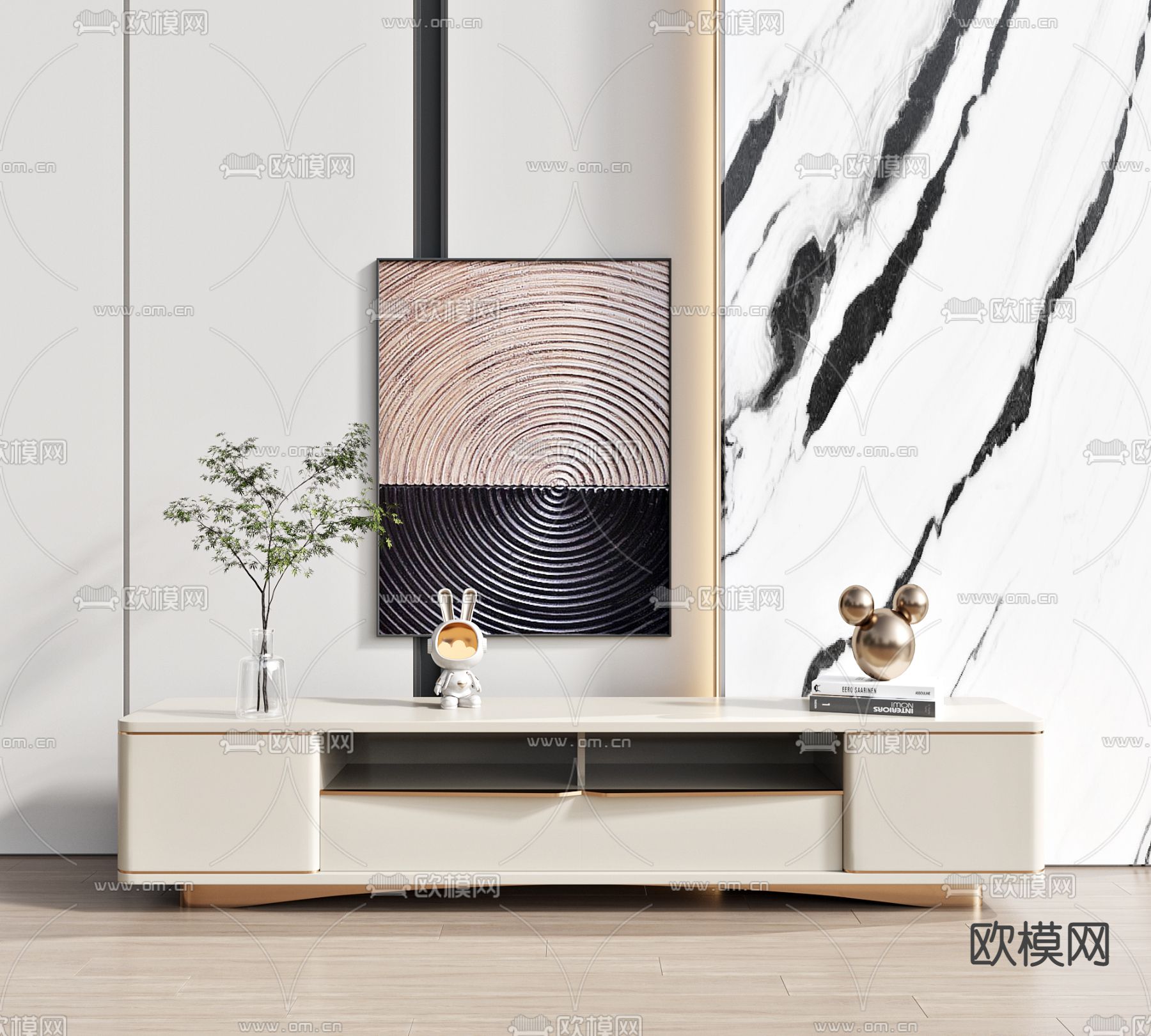 现代电视柜3d模型下载