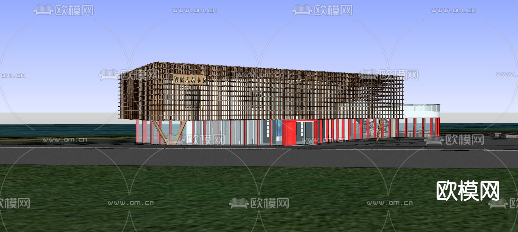 图书馆外观su模型下载（渲染图1）