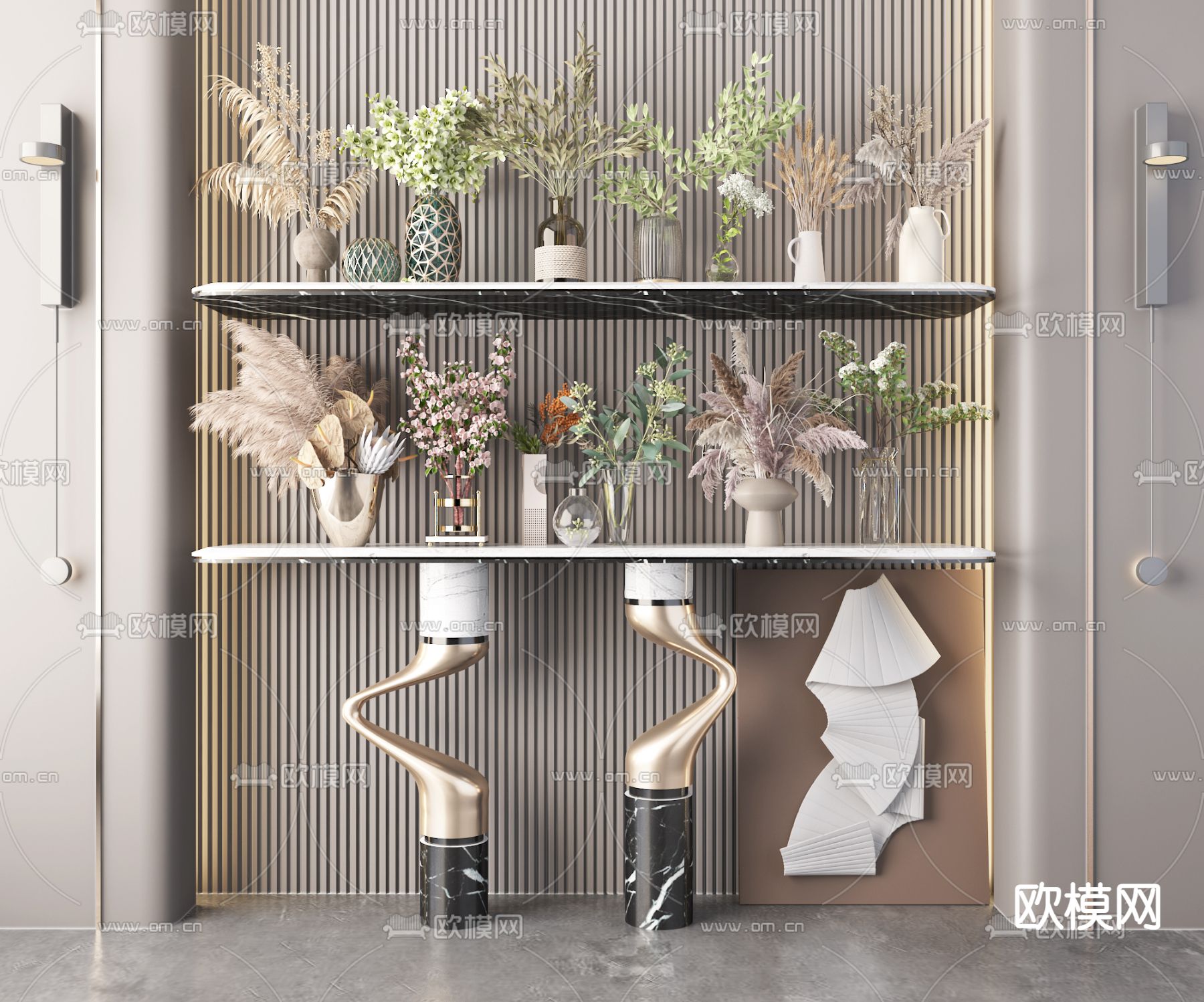 水生植物 花瓶花艺3d模型下载