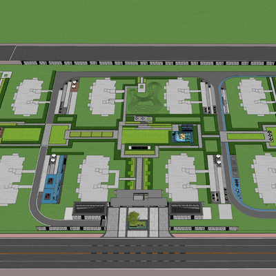  住宅区鸟瞰su模型 